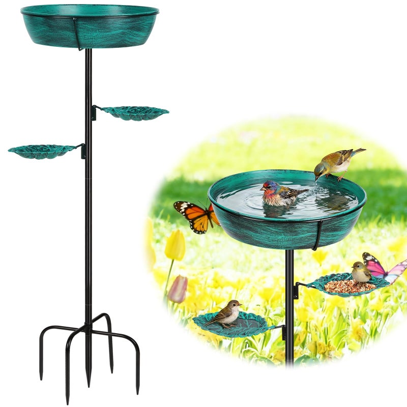 Olpchee Metal Bird Bath for Outdoor - Garden Bird Bath with Removable Bowl Heavy-Duty Base, Winter Birdbath Feeder Rust-Proof Birdbaths for Garden Yard Lawn Decor, Easy to Install(Green) - Image 1