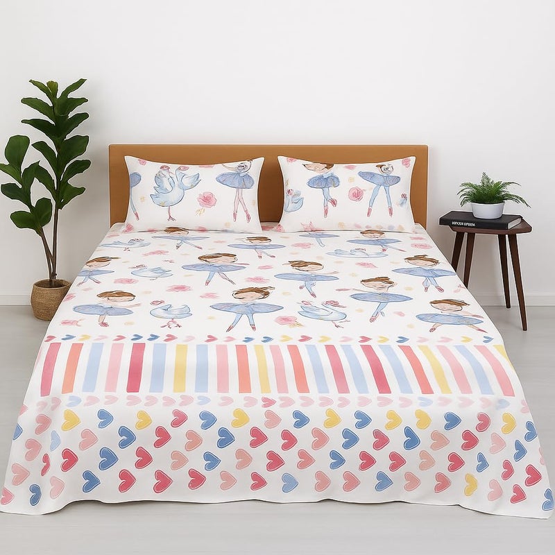 Bhoomi Impex Bed Sheets Brushed Microfiber Floral Patterned Sheet & Pillowcase Sets_King - 108x108 Inch, 1800 TC, White - Image 5