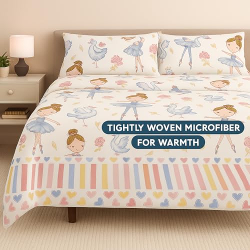 Bhoomi Impex Bed Sheets Brushed Microfiber Floral Patterned Sheet & Pillowcase Sets_King - 108x108 Inch, 1800 TC, White - Image 3
