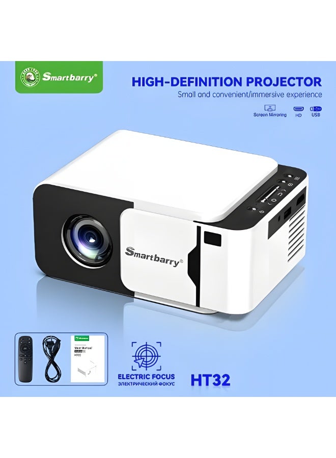 Smartberry 4K Ultra HD Portable Video Projector – Electric Focus, 180” Display Support, Local Stock, Compatible with TV Stick/HDMI/USB, Wireless Screen Mirroring for Home Theater - Image 1