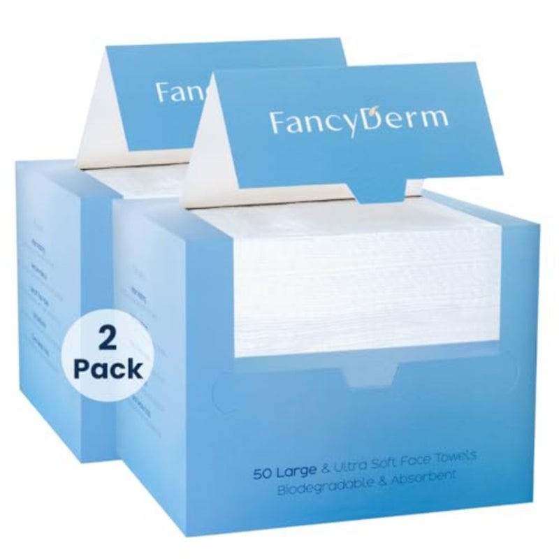 Face towels, Cotton pads, Face tissue, Disposable face towels, Facial tissue, Make up pads, 100 count - Pack of 2 - Image 1