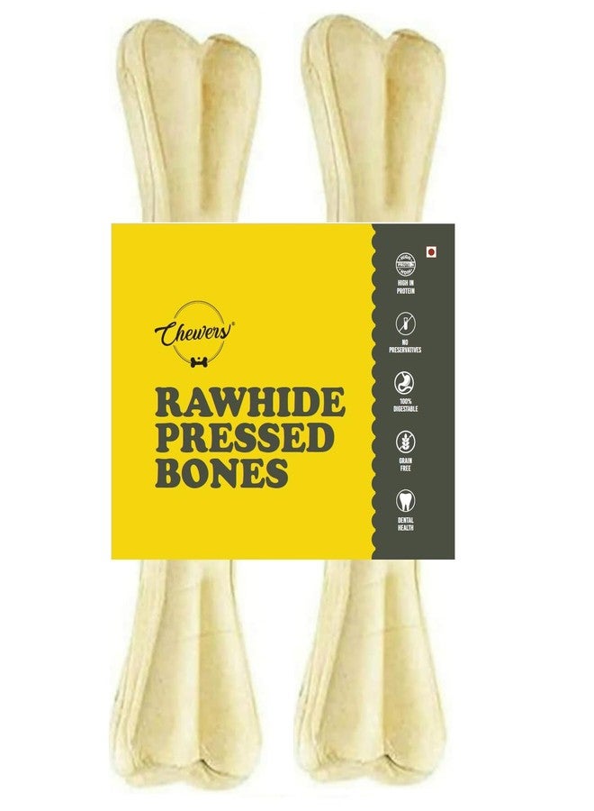 Chewers Rawhide Pressed Dog Bones 10 inches Dog Chew Bone Treat, 2 Pieces - Image 2
