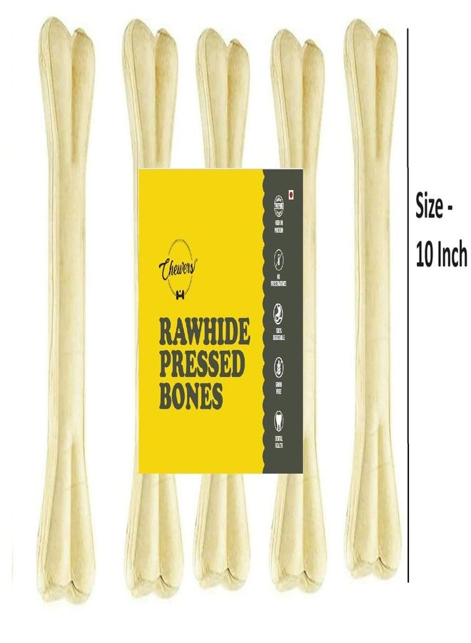 Chewers Rawhide Pressed Dog Bones 10 inches Dog Chew Bone Treat, 2 Pieces - Image 4