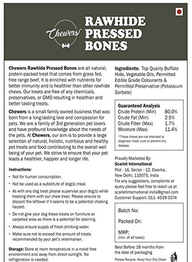 Chewers Rawhide Pressed Dog Bones 10 inches Dog Chew Bone Treat, 2 Pieces - Image 5