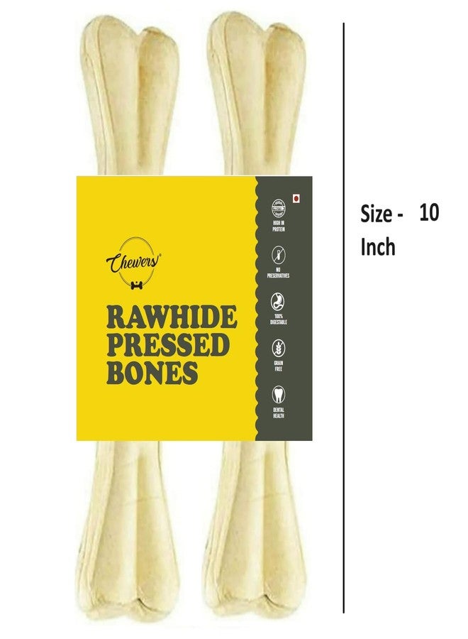 Chewers Rawhide Pressed Dog Bones 10 inches Dog Chew Bone Treat, 2 Pieces - Image 3