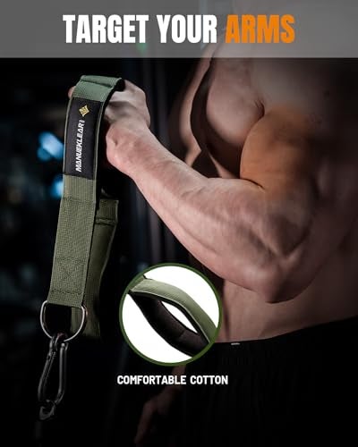 M MANUEKLEAR MANUEKLEAR Tricep Rope Cable Attachment Handles, Greater Range of Motion, Tricep Pull Down Rope for Push Downs, Crunches, Facepulls for Professional Gym (Green 2pcs) - Image 4