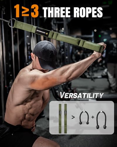 M MANUEKLEAR MANUEKLEAR Tricep Rope Cable Attachment Handles, Greater Range of Motion, Tricep Pull Down Rope for Push Downs, Crunches, Facepulls for Professional Gym (Green 2pcs) - Image 2