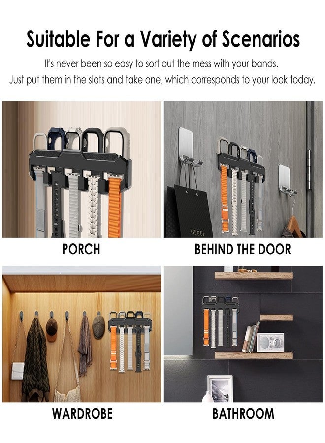 FULLIFE Compatible with 15 Slots Apple Watch Band Organizer Holder Storage and 5 Slots Apple Watch Case Organizer - Bracelet Holder Stand Watch Box for Men Women, Black - Image 5