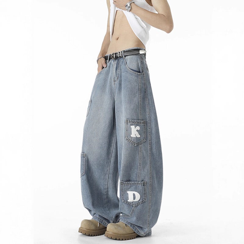 Unisex Classic Denim Jeans Loose Fit Daily Outdoor Wear - Image 1