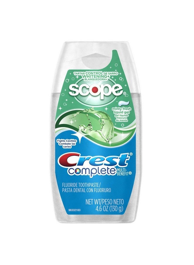 Crest Complete Tartar Control Whitening Plus Scope Liquid Gel Minty Fresh 4.6 Ounces (Pack Of 3)