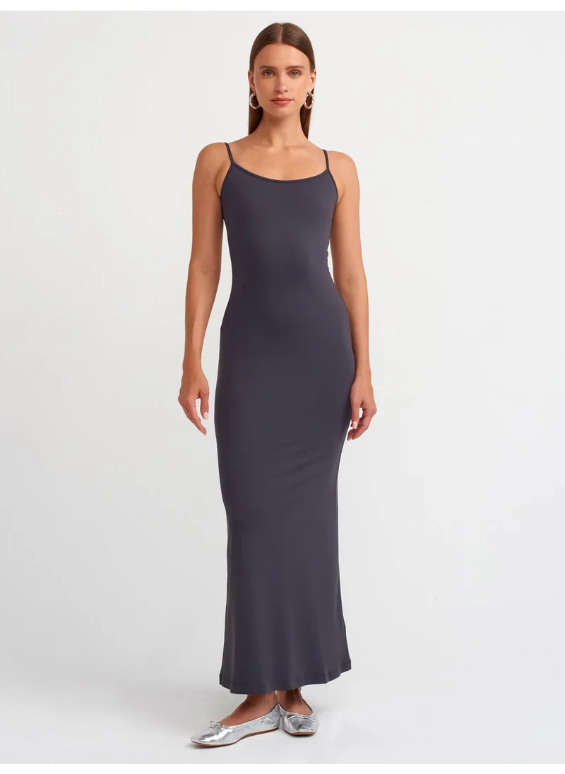 Dilvin 91175 Strappy Long Dress-Anthracite