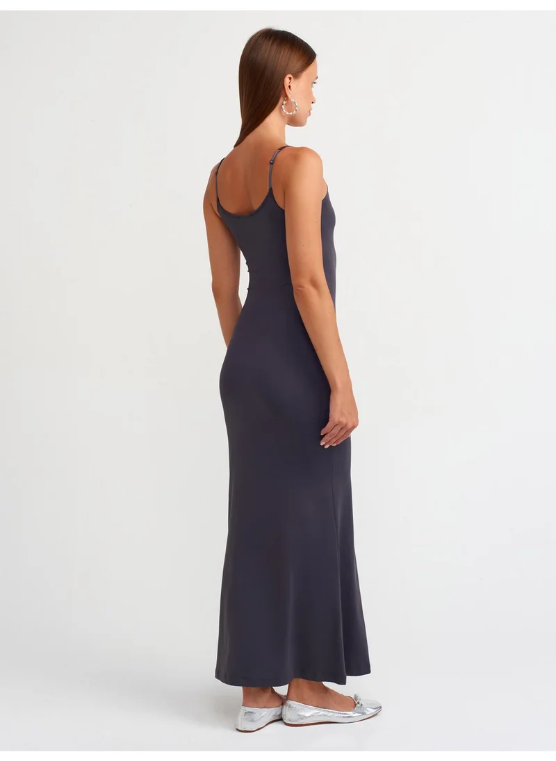 Dilvin 91175 Strappy Long Dress-Anthracite