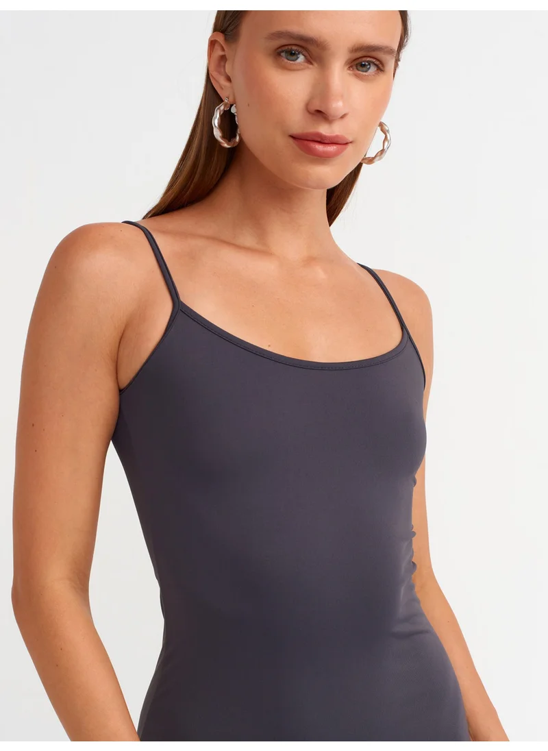 Dilvin 91175 Strappy Long Dress-Anthracite