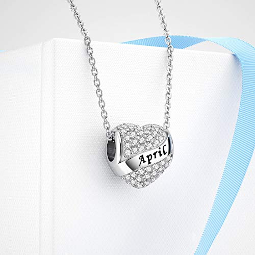 DALARAN April Birthstone Charms for Pandora Charms Bracelet Sterling Silver Heart Bead Happy Birthday Presents for Women - Image 3