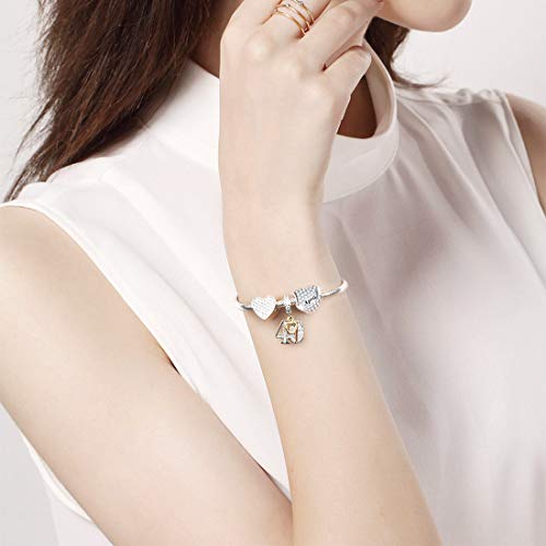 DALARAN April Birthstone Charms for Pandora Charms Bracelet Sterling Silver Heart Bead Happy Birthday Presents for Women - Image 4
