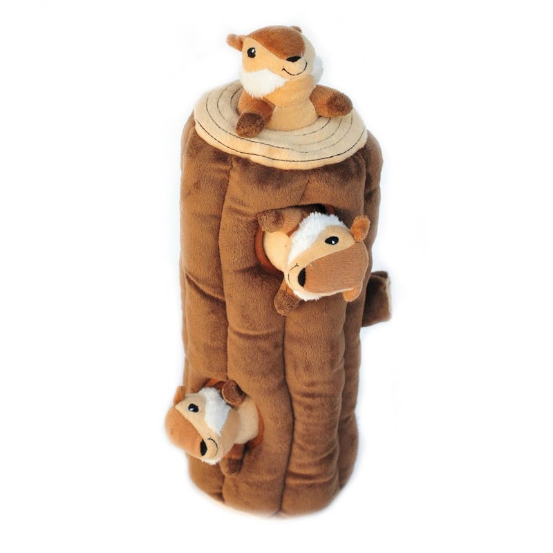 ZippyPaws Burrow- Interactive Dog & Puppy Toys for Boredom, Stimulating Pet Products to Keep them Busy, Hide & Seek Plush Dog Puzzles, Squeaky Toy for Enrichment, For Small & Medium Dogs- Chipmunk Log - Image 3