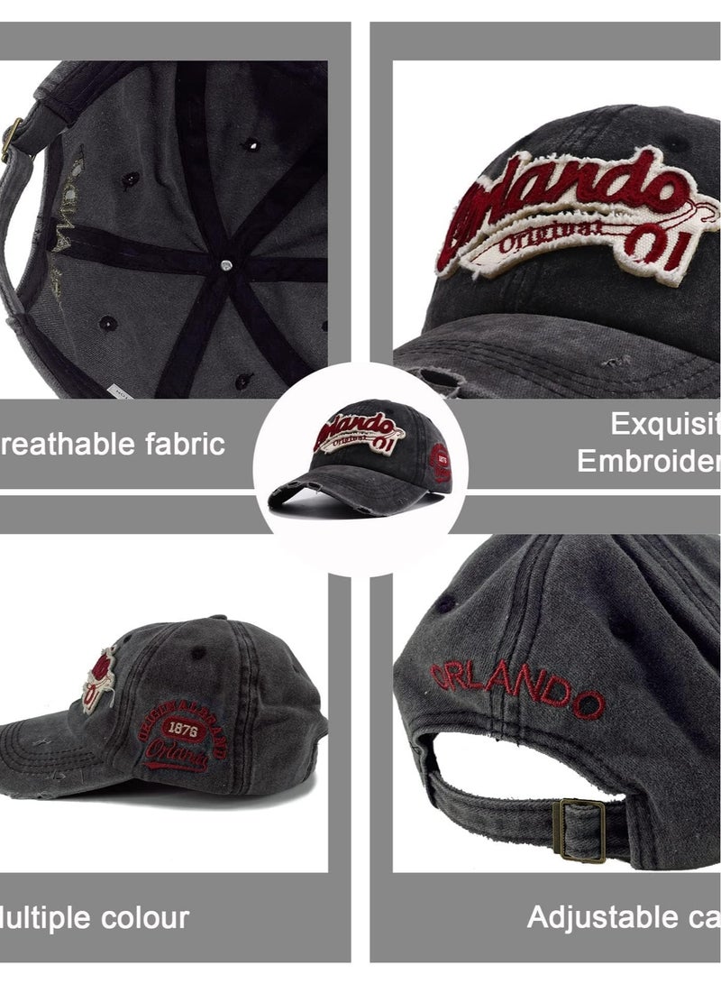 Excefore Baseball Cap, Vintage Baseball Trucker Hat, Cotton Embroidered Cap, Unisex Outdoor Adjustable Sports Cap(Grey) - Image 2