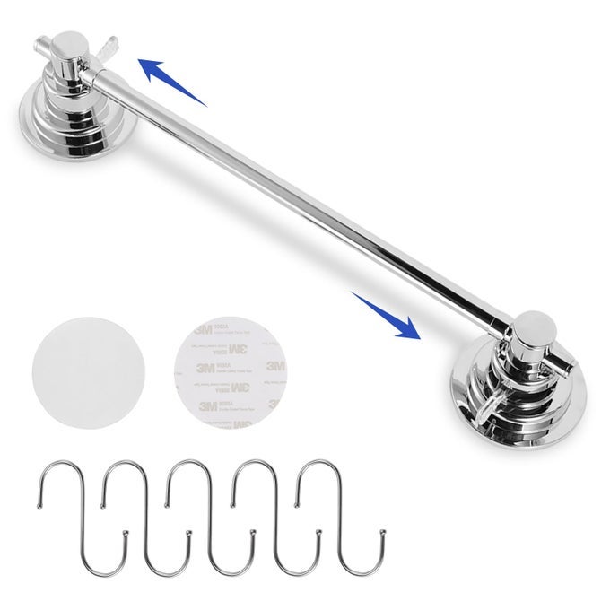 SUCTION CUP TOWEL BAR FOR SHOWER WITH 5 HOOKS 1728 INCH ADJUSTABLE STAINLESS STEEL LONG BATHROOM WALL WASHCLOTH RACKEXTENDABLE GLASS SHOWER DOOR SUCTION RAG HOLDERTOWEL ROD FOR BATH KITCHEN