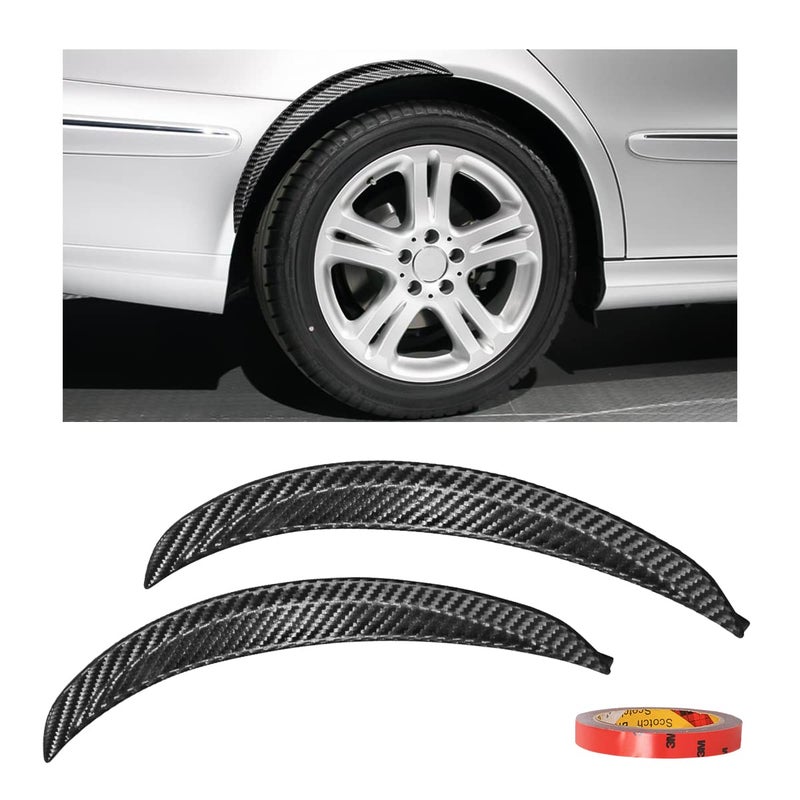 2PCS Wheel Tires Eyebrow Strip 3D Carbon Fiber Automotive Fender Flare Arch Lip Trim Strip 13 Anti Collision Wheel Mudguard Strips with 3M Molding Tape Car Accessories for Most Vehicle