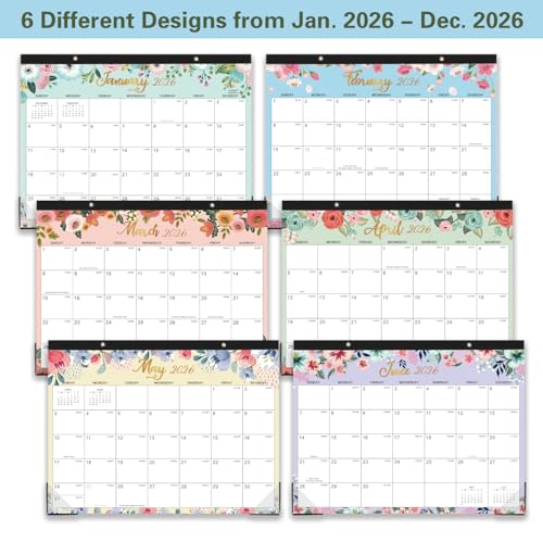 Artfan 2026 Desk Calendar - JAN 2026 - DEC 2026, 2026 Calendar, 14.6" x 11.5", 12 Monthly Calendar, Desk Calendars 2026 with Thick Paper & Corner Protectors, Large Ruled Blocks - Floral - Image 3