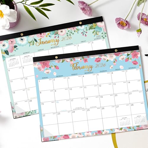 Artfan 2026 Desk Calendar - JAN 2026 - DEC 2026, 2026 Calendar, 14.6" x 11.5", 12 Monthly Calendar, Desk Calendars 2026 with Thick Paper & Corner Protectors, Large Ruled Blocks - Floral - Image 2