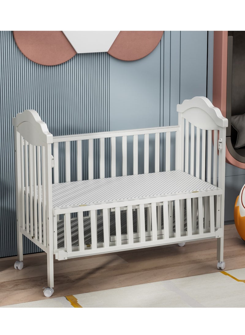 إفريثينج فور كيدز سرير أطفال خشبي بتصميم أنيق مع 3 ارتفاعات و ناموسية خشب عالي الجودة لعمر 0-4 سنوات - Image 2