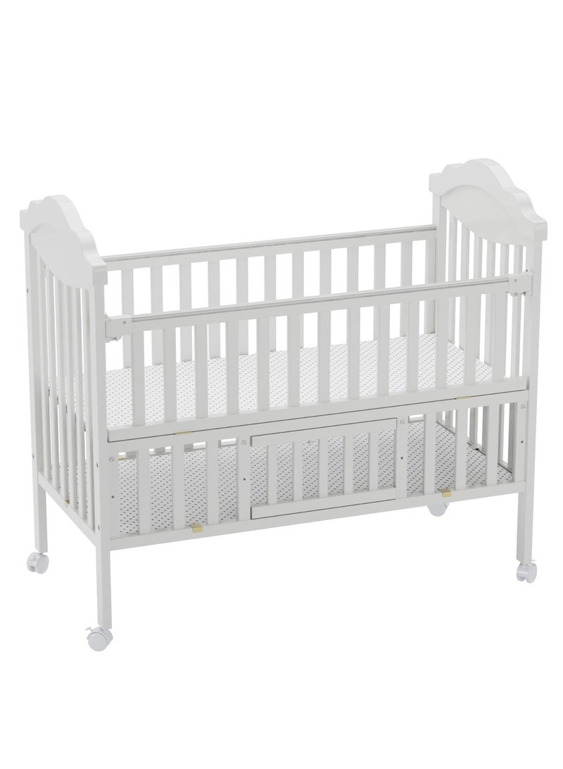 إفريثينج فور كيدز سرير أطفال خشبي بتصميم أنيق مع 3 ارتفاعات و ناموسية خشب عالي الجودة لعمر 0-4 سنوات - Image 5