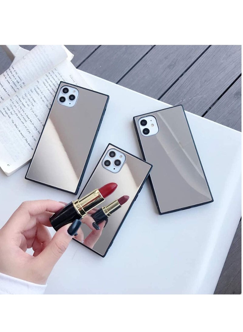 Y&D Square for iPhone 12 Pro Max Mirror Case Luxury Glass Glossy Shockproof Smooth Hard with Soft Silicone Bumper TPU Frame Compatible 6.7 inch  - Image 2