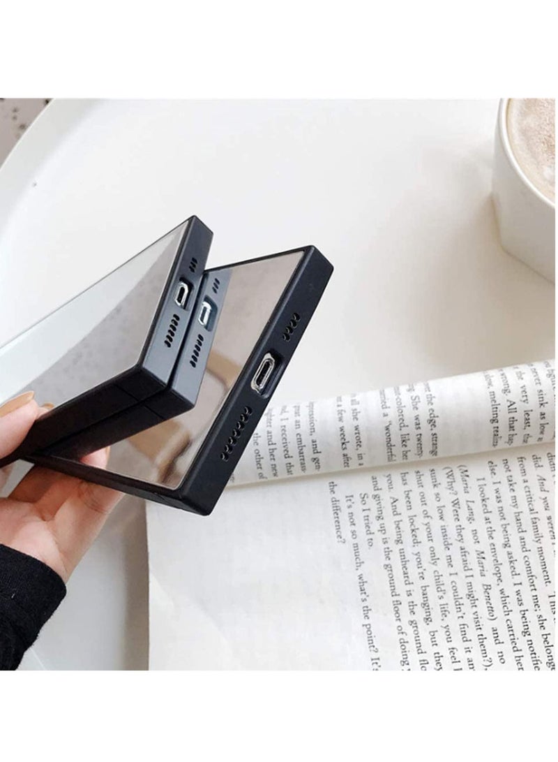 Y&D Square for iPhone 12 Pro Max Mirror Case Luxury Glass Glossy Shockproof Smooth Hard with Soft Silicone Bumper TPU Frame Compatible 6.7 inch  - Image 4