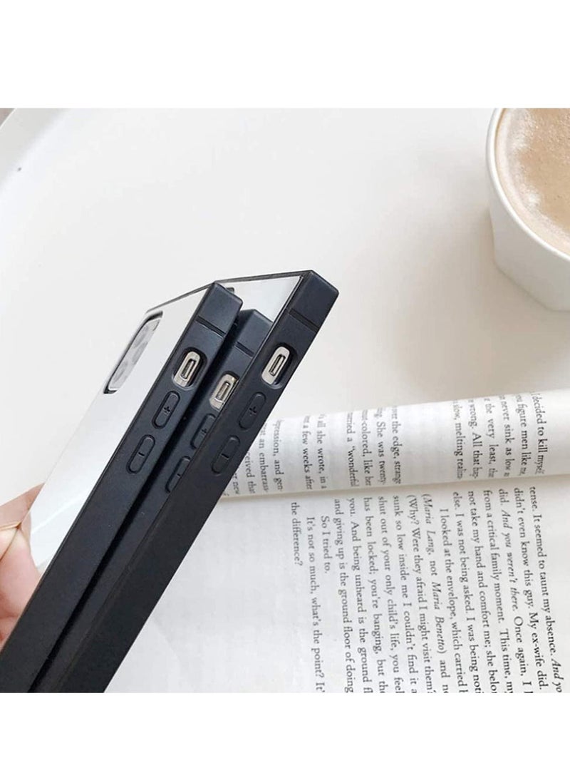 Y&D Square for iPhone 12 Pro Max Mirror Case Luxury Glass Glossy Shockproof Smooth Hard with Soft Silicone Bumper TPU Frame Compatible 6.7 inch  - Image 5
