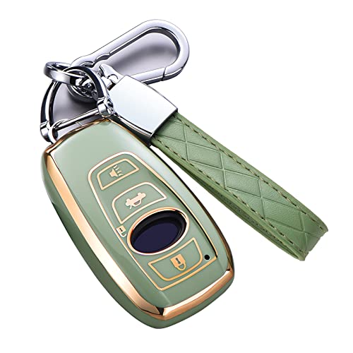 Cacacar for Subaru Forester Outback Key Fob Cover with Keychain, for Forester Outback BRZ Legacy CrossTrek Premium Soft TPU 360 Degree Protection Key Case Remote Key Holder (Size B-Green) - Image 1
