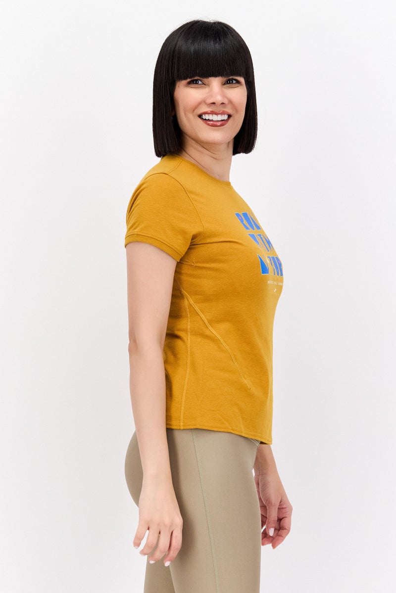 Brooks تي شيرت رياضي نسائي قصير الأكمام للجري، خردل - Image 2