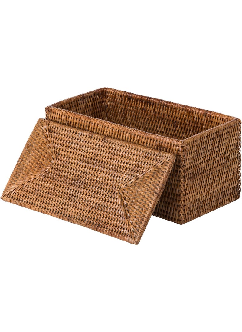 Kouboo KOUBOO La Jolla Rectangular Rattan Box HoneyBrown Toilet Roll Storage Basket  - Image 5
