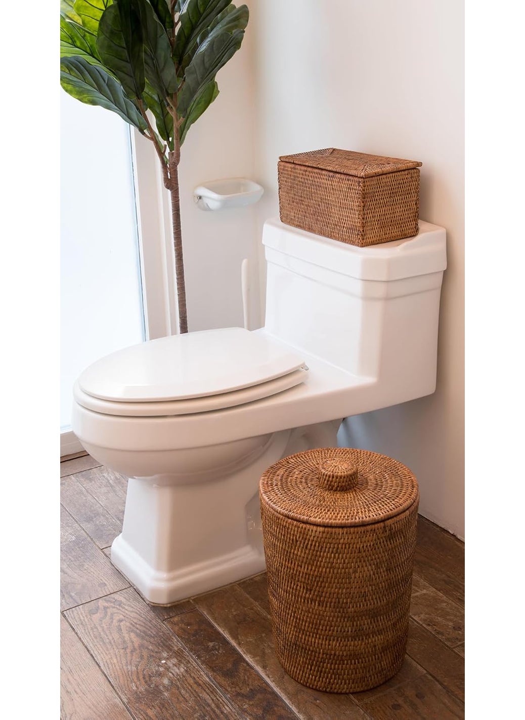 Kouboo KOUBOO La Jolla Rectangular Rattan Box HoneyBrown Toilet Roll Storage Basket  - Image 3