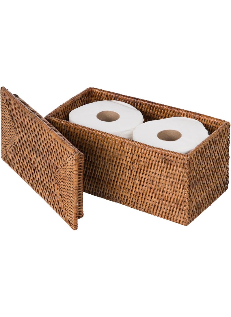 Kouboo KOUBOO La Jolla Rectangular Rattan Box HoneyBrown Toilet Roll Storage Basket  - Image 2