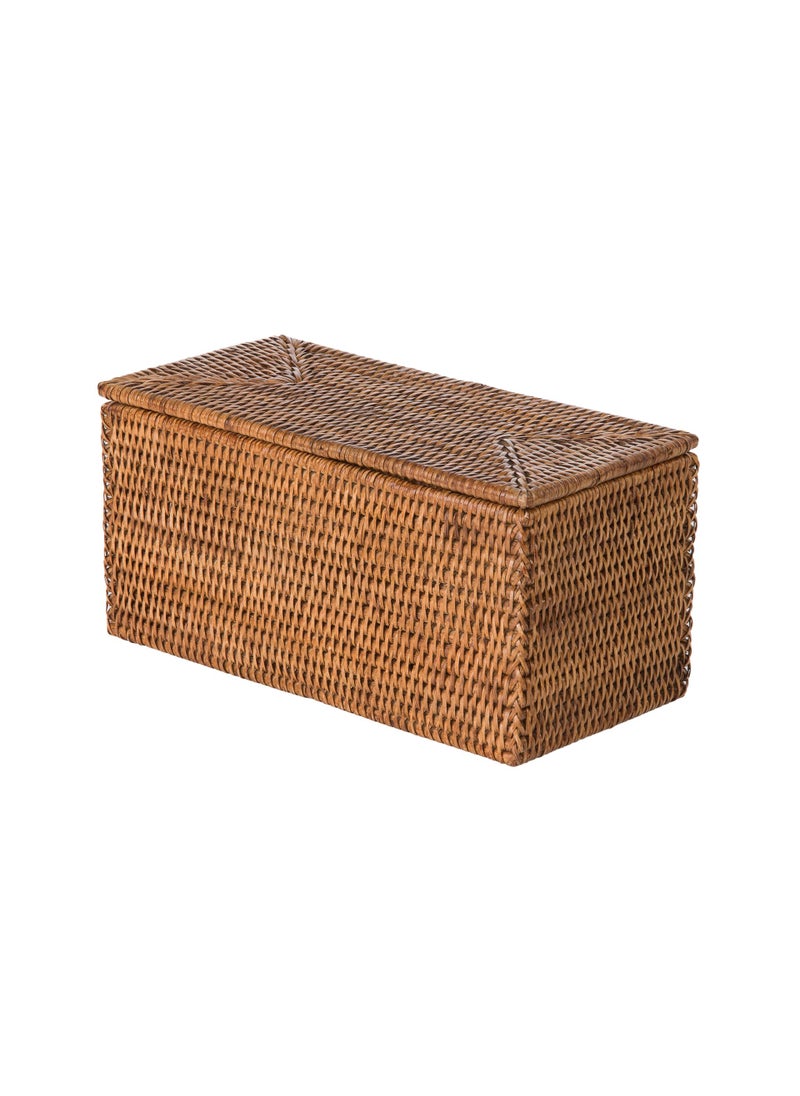 Kouboo KOUBOO La Jolla Rectangular Rattan Box HoneyBrown Toilet Roll Storage Basket  - Image 1