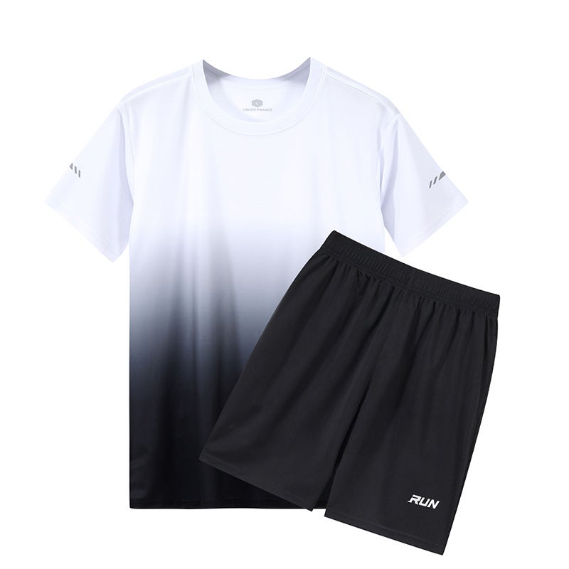 Men and Women Couple plus size Quick-drying Sports Running Suit Round  Neck