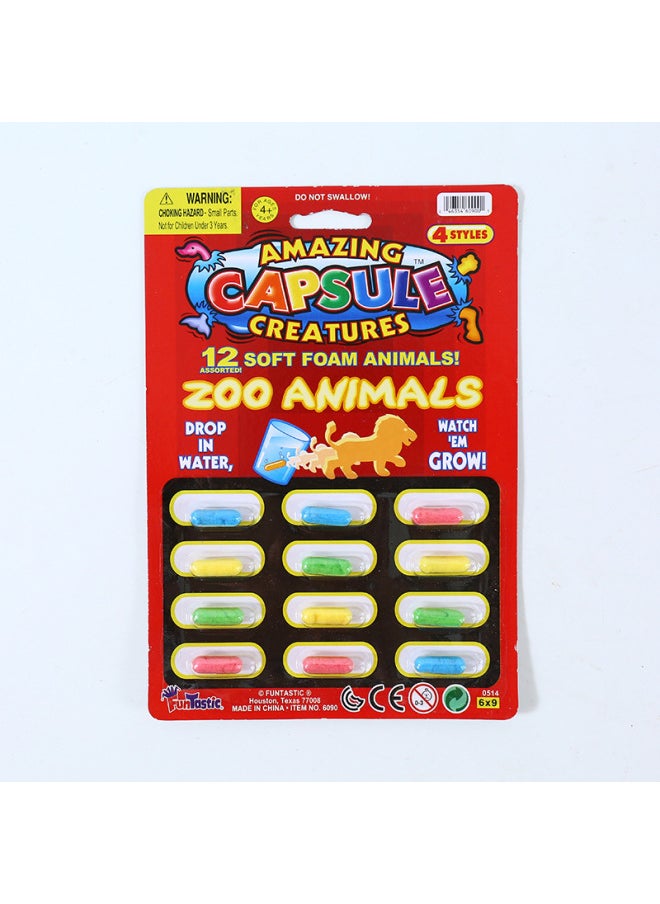 Water-soaking Expansion Capsule Bath Toy Water-absorbing Sponge Becomes Bigger When Exposed To Water Dinosaur Small Animal Children Baby Puzzle-Color:Forest Animal Series  - Image 1