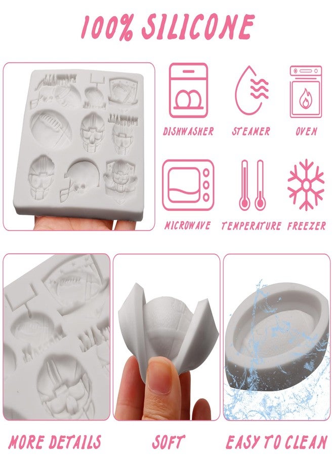 Caregene Rugby Football Fondant Silicone Mold Helmet Ball Chocolate Candy Molds For Cake Decorating Chocolate Gum Paste Clay - Image 3