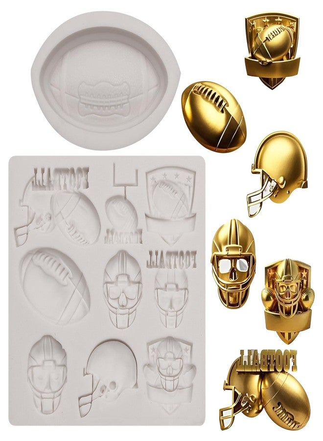 Caregene Rugby Football Fondant Silicone Mold Helmet Ball Chocolate Candy Molds For Cake Decorating Chocolate Gum Paste Clay - Image 1