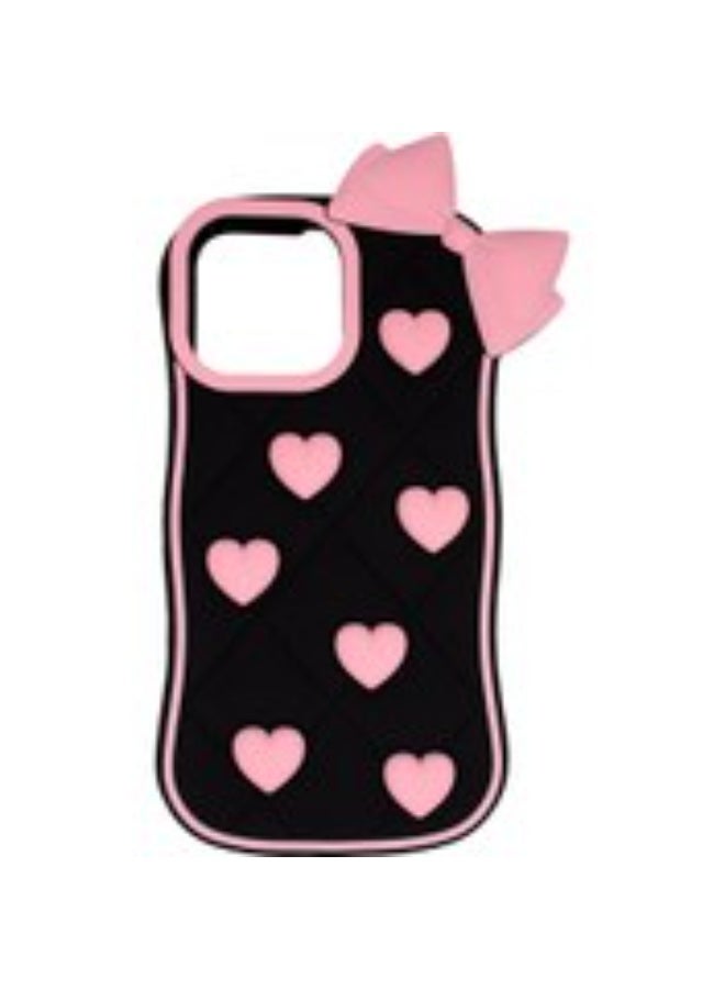 iPhone 11 pro max  Case Phone Cases,Cute 3D Cartoon Black Silicone Phone Case with Pink Love Bow Soft Shockproof Protective Case Funny for - Image 4