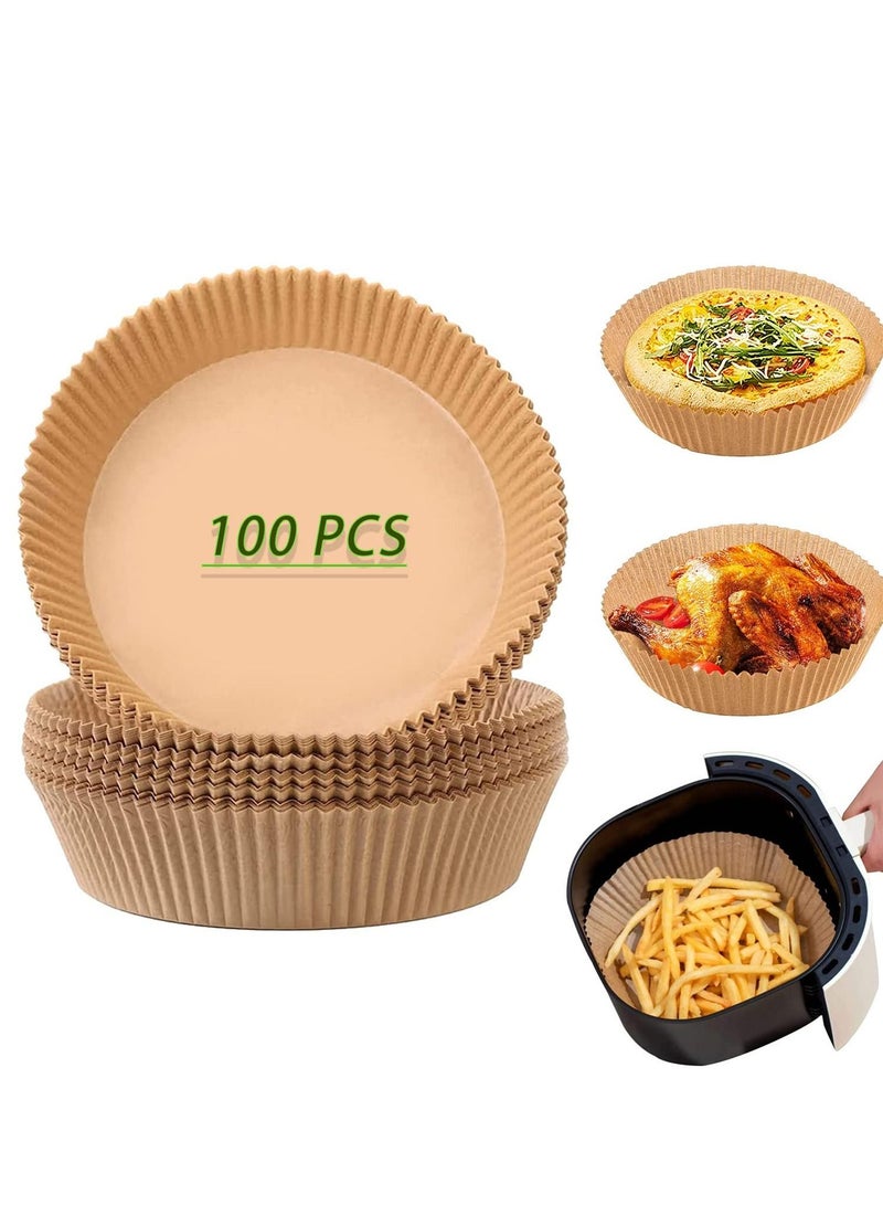 Disposable Paper Liner 100 Pcs Air Fryer Liners Non-stick Parchment Paper for Frying, Baking, Cooking, Roasting and Microwave - Image 1