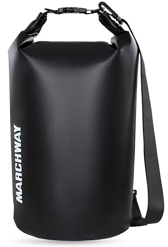 MARCHWAY Floating Waterproof Dry Bag Backpack 5L10L20L30L40L Roll Top Sack Keeps Gear Dry for Kayaking Rafting Boating Swimming Camping Hiking Beach Fishing Black 5L - Image 1