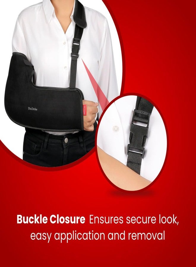 Dr. Ortho Dr.Ortho Arm Sling Tropical Support Brace | Shoulder Support for Fracture, Immobilization, Prevents Shoulder Dislocation, Skin Friendly & Breathable Material | Black - Extra Large - Image 4