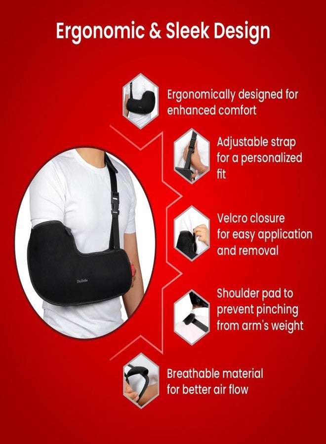 Dr. Ortho Dr.Ortho Arm Sling Tropical Support Brace | Shoulder Support for Fracture, Immobilization, Prevents Shoulder Dislocation, Skin Friendly & Breathable Material | Black - Extra Large - Image 5