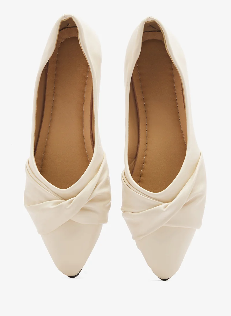 Ella Cream Two Tone Accent Pointed Toe Open Back Pumps for Women | Best Price UAE