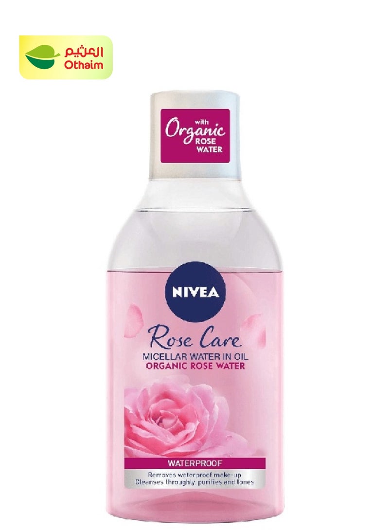 Nivea ماء ميسيلار مع ماء الورد العضوي المنظف، لجميع أنواع البشرة، 400 مل