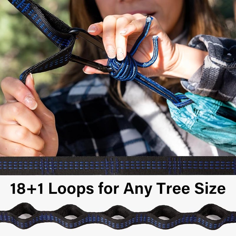كوتيك Kootek Camping Hammock Single Portable Hammocks Camping Accessories for Outdoor, Indoor, Backpacking, Travel, Beach, Backyard, Patio, Hiking, Sky Blue & Grey - Image 4