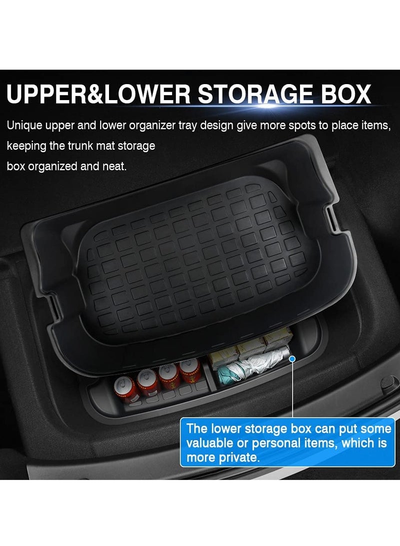SYOSI Trunk Storage Bins Rear Trunk Organizer Custom Fit for Tesla Model Y Accessories Frunk Storage Organizer Tray Upper and Lower Rear Storage Boxes Trunk Mat Dual Layer Storage Box No Abnormal Sound  - Image 3