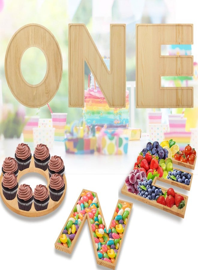 MRPAPA Baby Shower Charcuterie Letter “ONE” 3PCS Fillable Letter Trays for Food, Cupcake Chocalater Candy Wood Decorative 12 Inch Tray for 1st Birthday Baby Shower Party Food Dessert Table (ONE-Brown) - Image 1